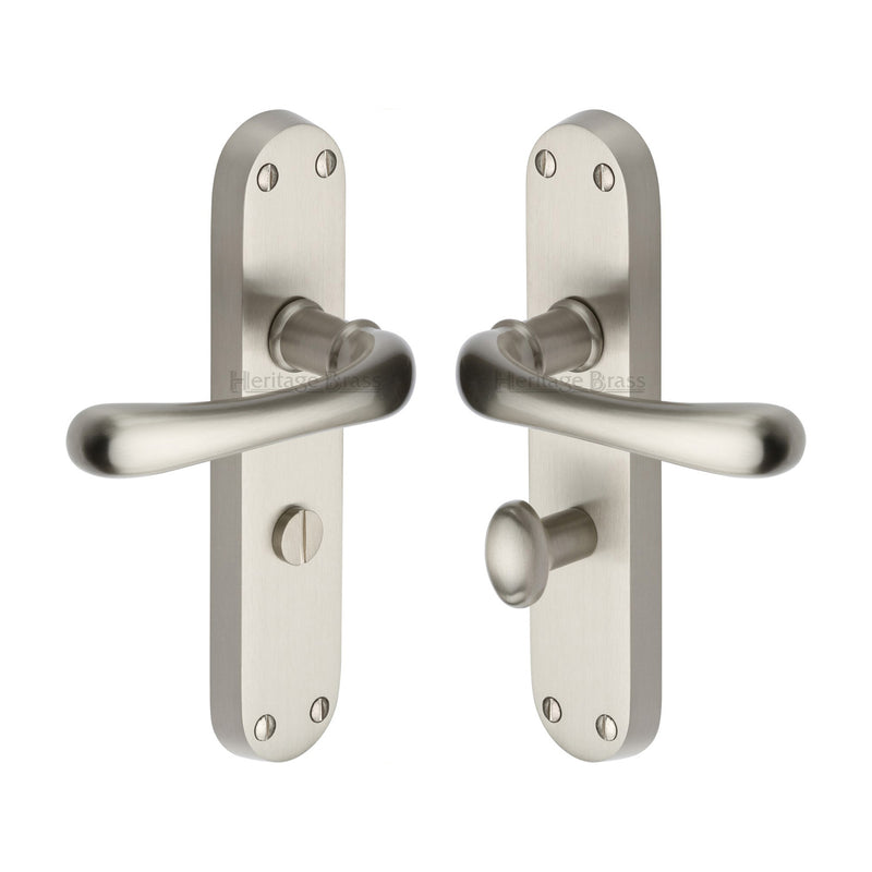 Heritage Brass Door Handle for Bathroom Luna Design Satin Nickel finish - LUN5330-SN - Choice Handles