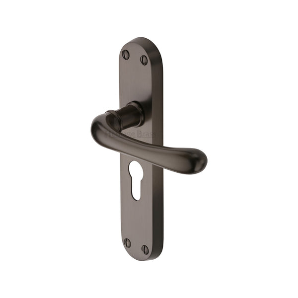 Heritage Brass Door Handle for Euro Profile Plate Luna Design Matt Bronze finish - LUN5348-MB - Choice Handles