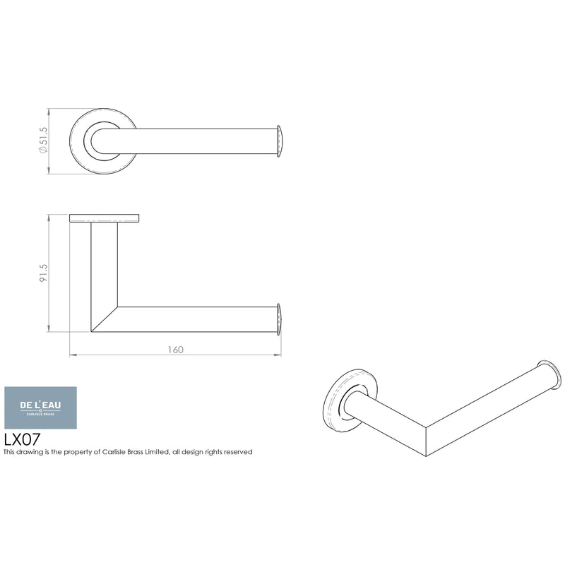 Carlisle Brass - Paper Holder - 156mm - Concealed Fix - Matt Black - LX07MB