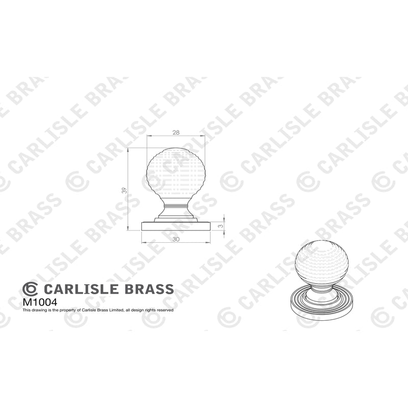 Carlisle Brass - Queen Anne Knob 28mm - Matt Black - M1004MB - Choice Handles