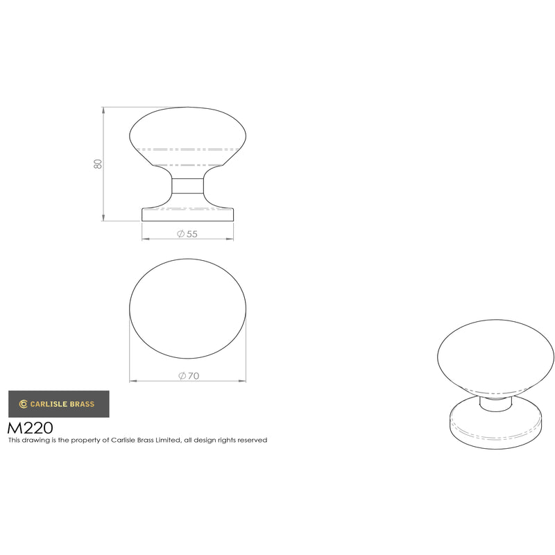 Carlisle Brass - Easy Centre Door Knob - Polished Brass - M220 - Choice Handles