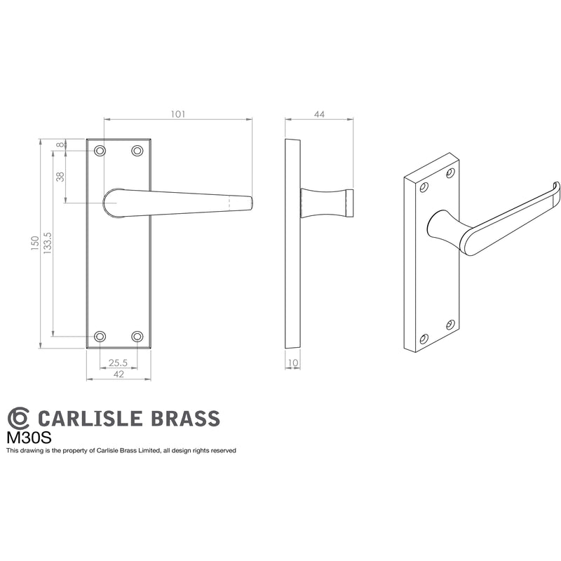 Carlisle Brass - Victorian Lever on Sweedor Latch Backplate - Polished Brass - M30S - Choice Handles