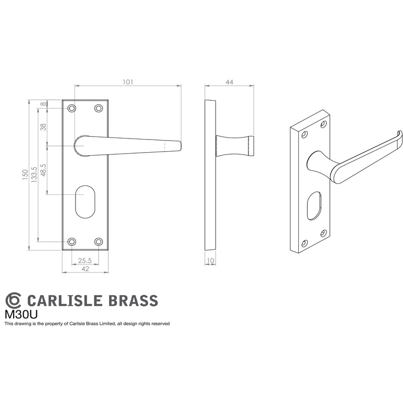 Carlisle Brass - Victorian Lever on Oval Lock Backplate - Polished Brass - M30U - Choice Handles