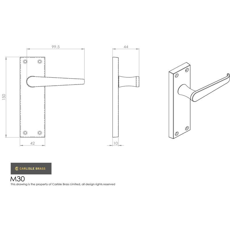 Carlisle Brass - Victorian Lever on Lock Backplate - Polished Chrome - M30CP - Choice Handles