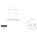 Carlisle Brass - Concealed Fix Mushroom Mortice Knob - Satin Chrome - M35CSC - Choice Handles