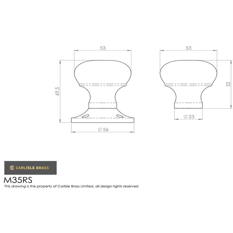 Carlisle Brass - Mushroom Rim Knob - Polished Chrome - M35RSCP - Choice Handles