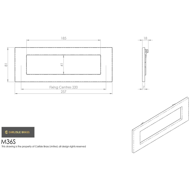 Carlisle Brass  - Plain Letter Plate 257mm x 80mm - PVD - M36SPVD - Choice Handles