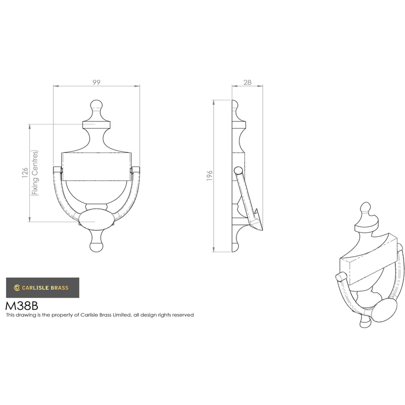 Carlisle Brass - Victorian Urn Door Knocker 196mm Polished Chrome - Polished Chrome - M38BCP - Choice Handles