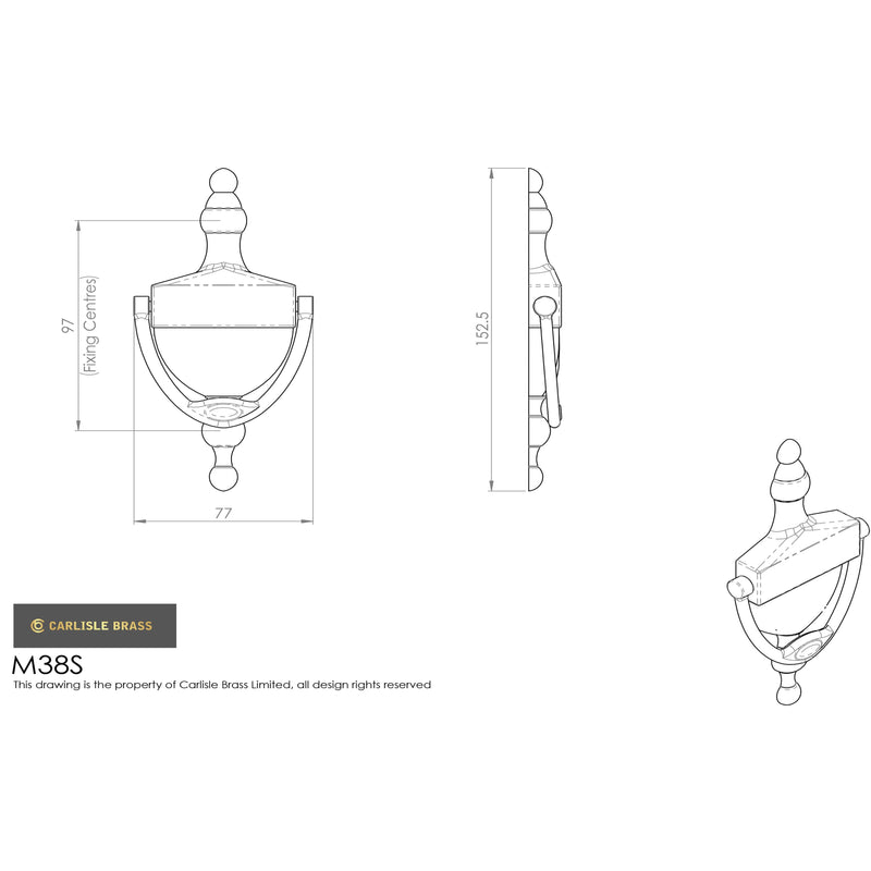 Carlisle Brass - Victorian Urn Door Knocker 152mm Satin Chrome - Satin Chrome - M38SSC - Choice Handles