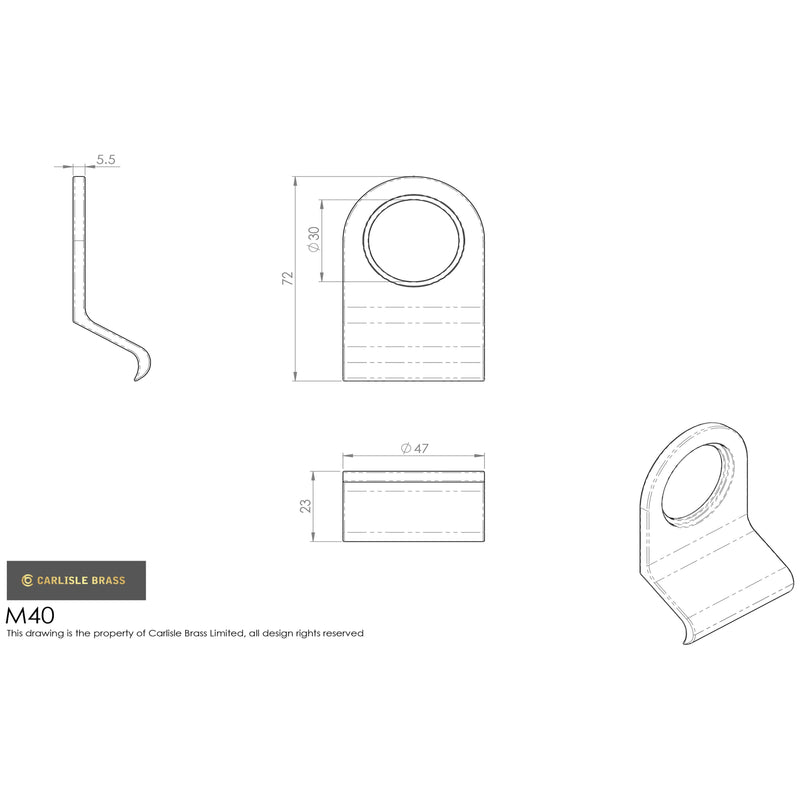 Carlisle Brass - Cylinder Latch Pull - Polished Chrome - M40CP - Choice Handles