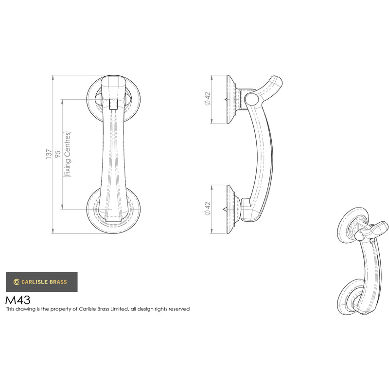 Carlisle Brass - Door Knocker on Rose - Polished Chrome M43CP - Choice Handles