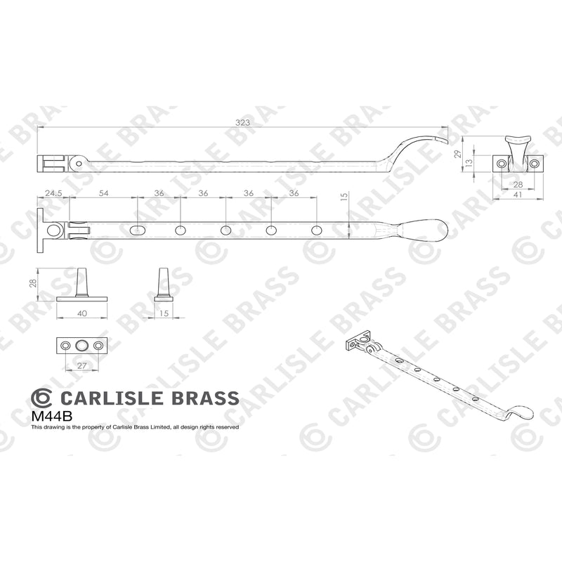 Carlisle Brass - Victorian Casement Stay 300mm - Matt Bronze - M44BMBRZ - Choice Handles