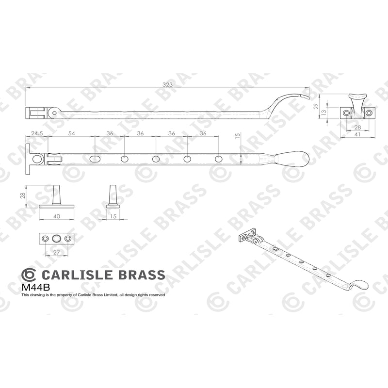 Carlisle Brass - Victorian Casement Stay 300mm - Satin Brass - M44BSB - Choice Handles