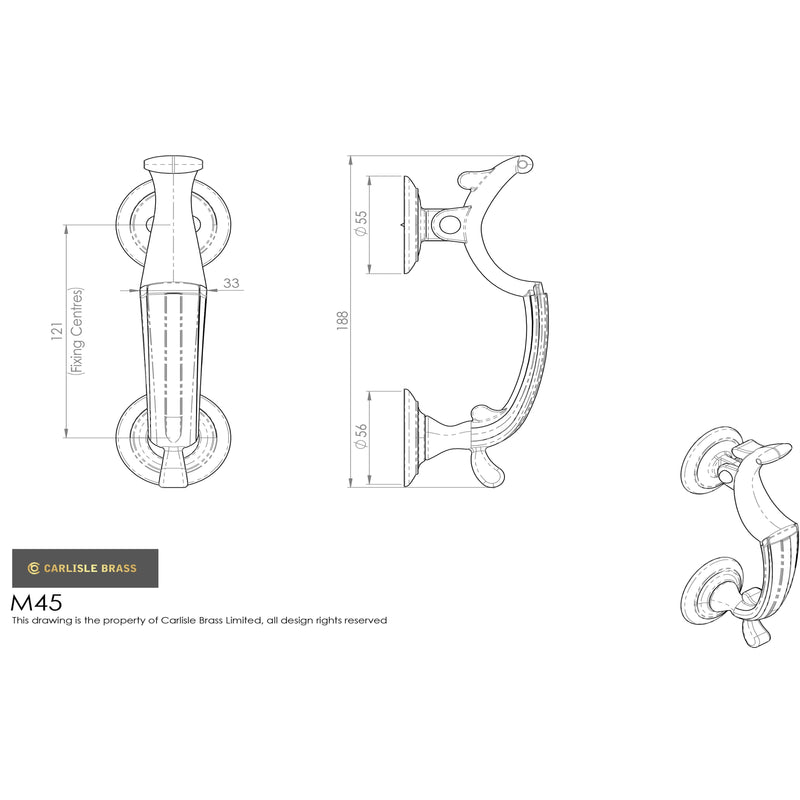 Carlisle Brass - Doctors Knocker - Polished Chrome M45CP - Choice Handles