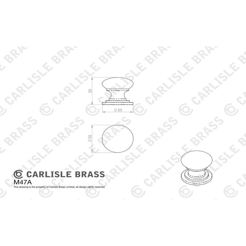 Carlisle Brass - Victorian Cupboard Knob 25mm - Antique Brass - M47AAB