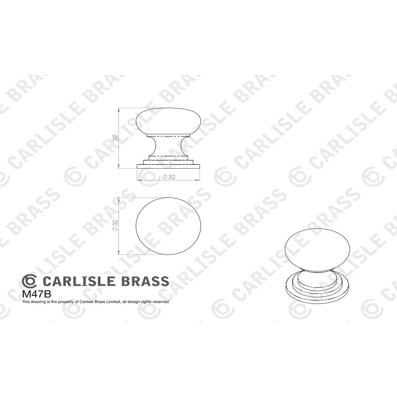 Carlisle Brass - Victorian Cupboard Knob 32mm - Satin Nickel - M47BSN