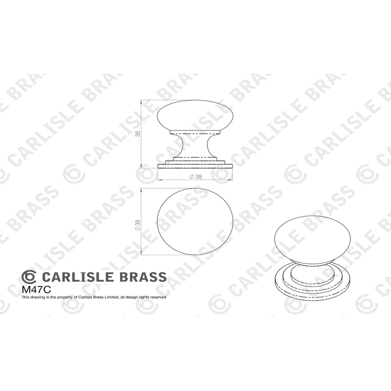 Carlisle Brass - Victorian Cupboard Knob 38mm - Satin Brass - M47CSB - Choice Handles