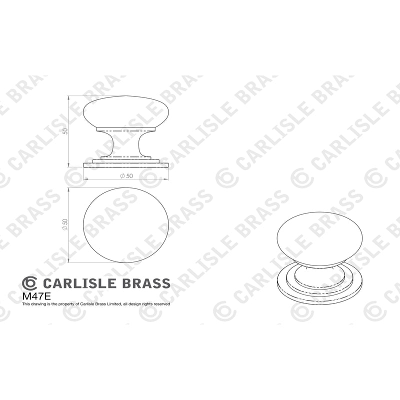 Carlisle Brass - Victorian Cupboard Knob 50mm - Polished Chrome - M47ECP - Choice Handles