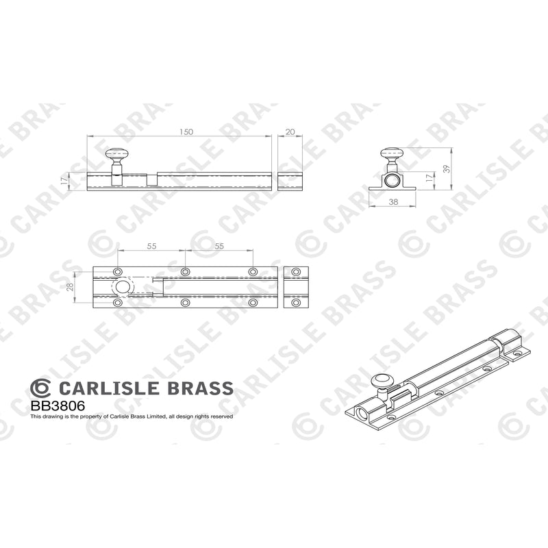 Carlisle Brass - Casement Fastener Reversible - Polished Brass - M73 - Choice Handles