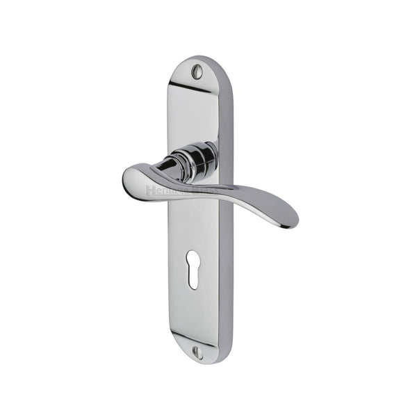 Heritage Brass Door Handle Lever Lock Maya Design Polished Chrome finish - MAY7600-PC - Choice Handles