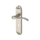 Heritage Brass Door Handle Lever Lock Maya Design Satin Nickel finish - MAY7600-SN - Choice Handles