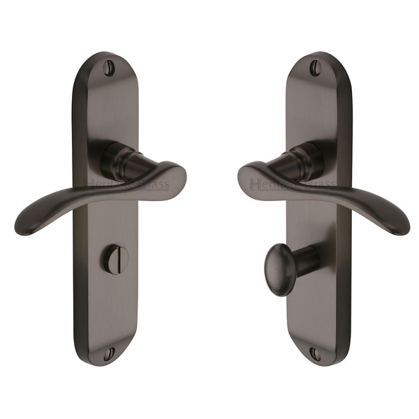 Heritage Brass Door Handle for Bathroom Maya Design Matt Bronze finish - MAY7630-MB - Choice Handles