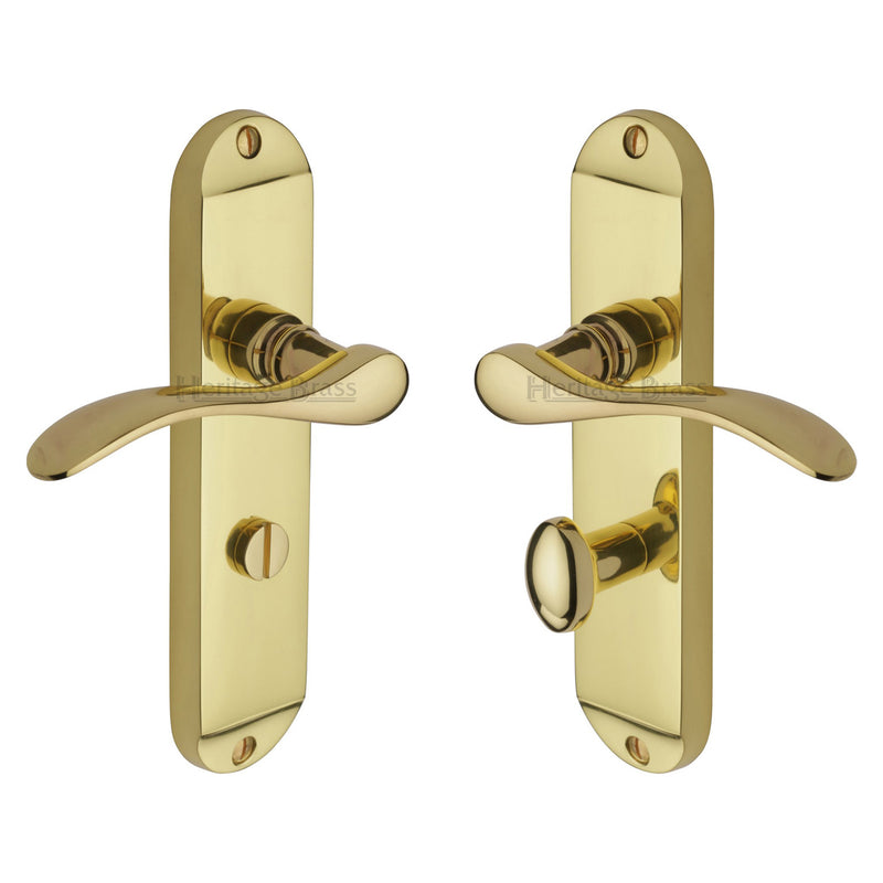 Heritage Brass Door Handle for Bathroom Maya Design Polished Brass finish - MAY7630-PB - Choice Handles
