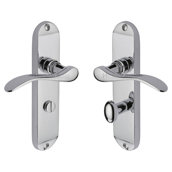 Heritage Brass Door Handle for Bathroom Maya Design Polished Chrome finish - MAY7630-PC - Choice Handles