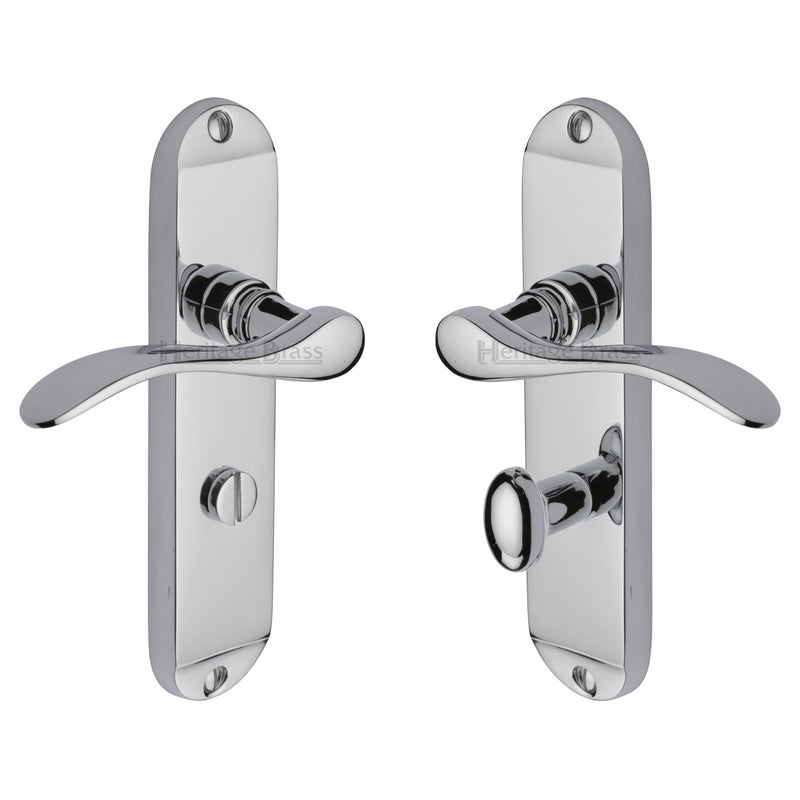 Heritage Brass Door Handle for Bathroom Maya Design Polished Chrome finish - MAY7630-PC - Choice Handles