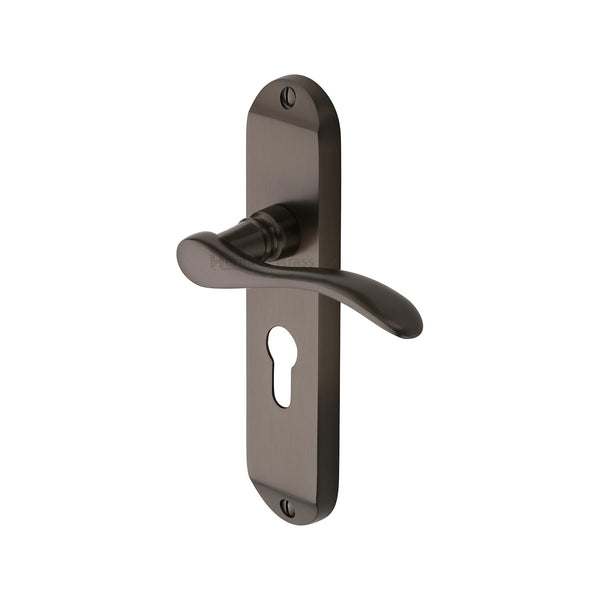 Heritage Brass Door Handle for Euro Profile Plate Maya Design Matt Bronze finish - MAY7648-MB - Choice Handles
