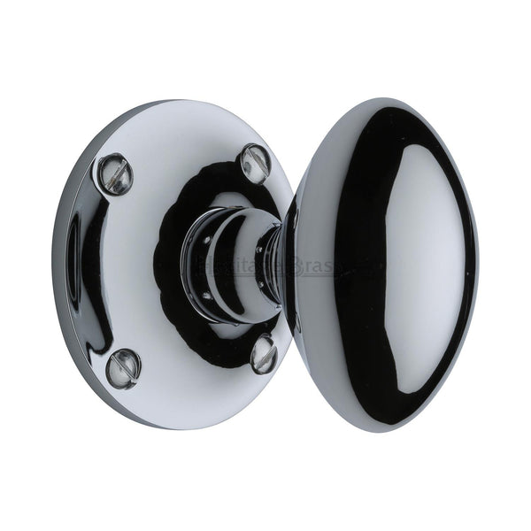 Heritage Brass Mortice Knob on Rose Mayfair Design Polished Chrome finish - MAY960-PC - Choice Handles