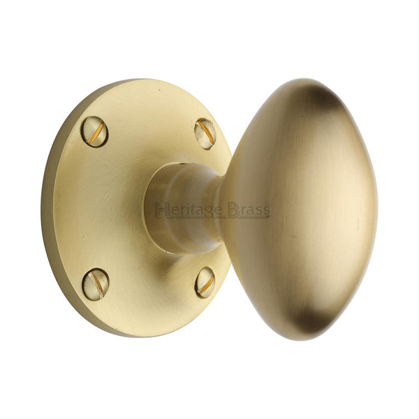 Heritage Brass Mortice Knob on Rose Mayfair Design Satin Brass finish - MAY960-SB - Choice Handles
