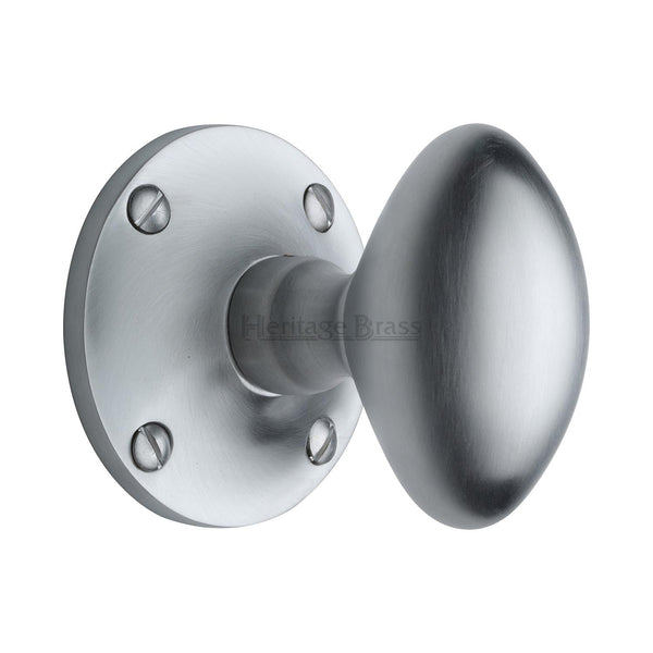 Heritage Brass Mortice Knob on Rose Mayfair Design Satin Chrome finish - MAY960-SC - Choice Handles