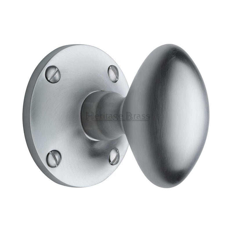 Heritage Brass Mortice Knob on Rose Mayfair Design Satin Chrome finish - MAY960-SC - Choice Handles
