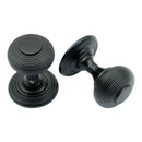 Prima - Concealed Fix Queen Ann Reeded Mortice Door Knob - Matt Black - MB2030