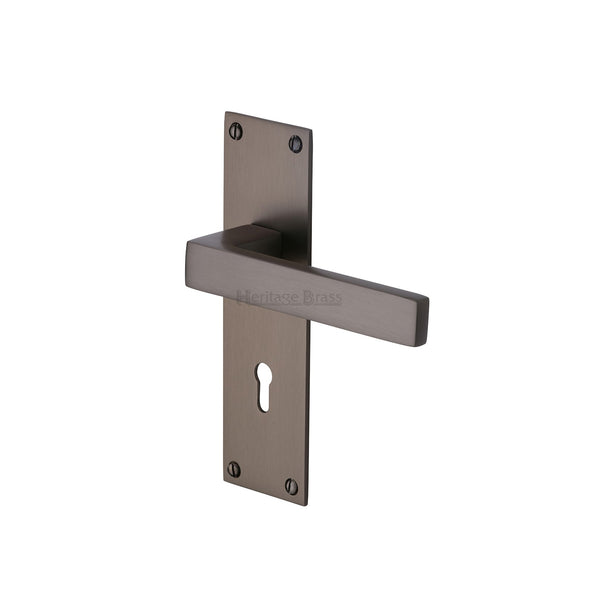 Heritage Brass Door Handle Lever Lock Metro Design Matt Bronze finish - MET4900-MB - Choice Handles