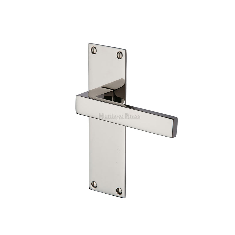 Heritage Brass Door Handle Lever Latch Metro Design Polished Nickel finish - MET4910-PNF - Choice Handles