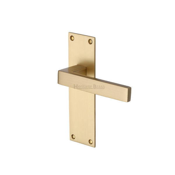 Heritage Brass Door Handle Lever Latch Metro Design Satin Brass finish - MET4910-SB - Choice Handles