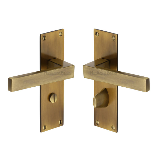 Heritage Brass Door Handle for Bathroom Metro Design Antique finish - MET4930-AT - Choice Handles