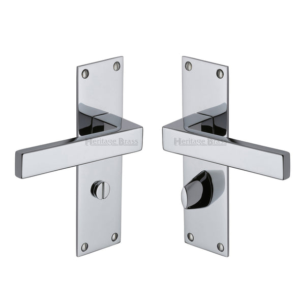 Heritage Brass Door Handle for Bathroom Metro Design Polished Chrome finish - MET4930-PC - Choice Handles