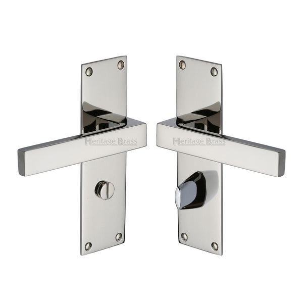Heritage Brass Door Handle for Bathroom Metro Design Polished Nickel finish - MET4930-PNF - Choice Handles