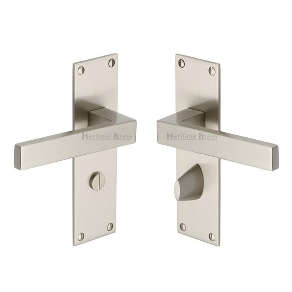 Heritage Brass Door Handle for Bathroom Metro Design Satin Nickel finish - MET4930-SN - Choice Handles