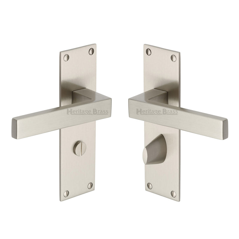 Heritage Brass Door Handle for Bathroom Metro Design Satin Nickel finish - MET4930-SN - Choice Handles