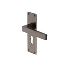 Heritage Brass Door Handle for Euro Profile Plate Metro Design Matt Bronze finish - MET4948-MB - Choice Handles