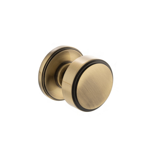 Millhouse Brass Boulton Solid Brass Stepped Mortice Door Knob on Concealed Fix Rose - Antique Brass - MH350SMKABSOLID