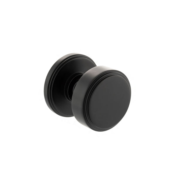 Millhouse Brass Boulton Solid Brass Stepped Mortice Door Knob on Concealed Fix Rose - Matt Black - MH350SMKMBSOLID