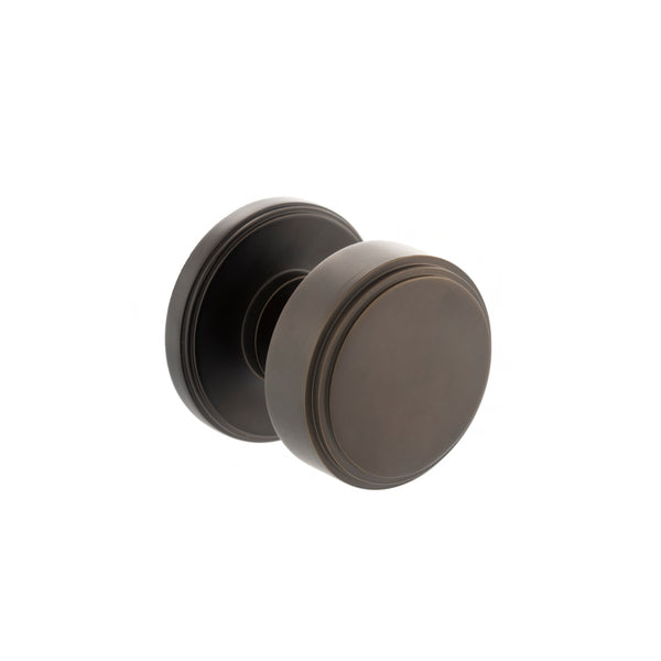 Millhouse Brass Boulton Solid Brass Stepped Mortice Door Knob on Concealed Fix Rose - Urban Dark Bronze - MH350SMKUDBSOLID