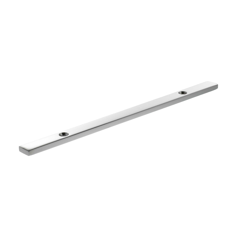 Millhouse Brass Long Narrow Cabinet Handle Backplate 128mm - Polished Chrome - MHCBN128PC - Choice Handles