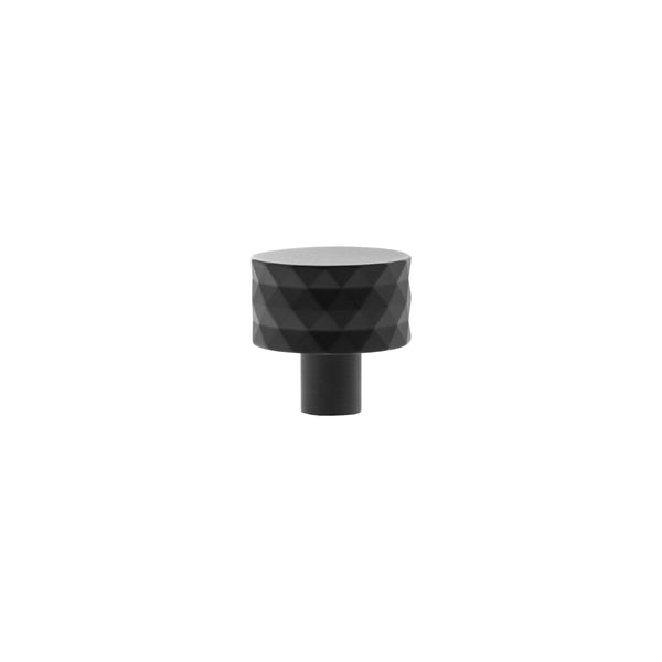 Millhouse Brass Chrysler Diamond Round Cabinet Knob Handle - Matt Black - MHCD1530MB - Choice Handles