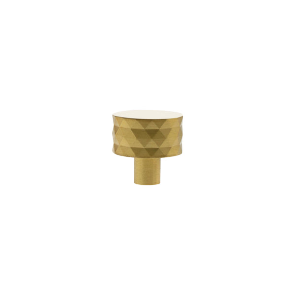 Millhouse Brass Chrysler Diamond Round Cabinet Knob Handle - Satin Brass - MHCD1530SB - Choice Handles